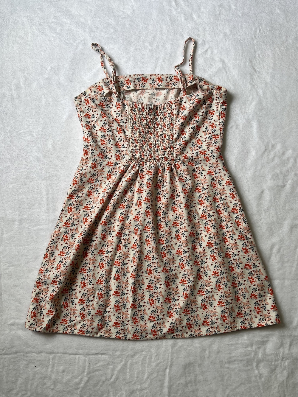 Cotton On Cream Mini Dress with Red & Blue Floral Print - Picture 2 of 5